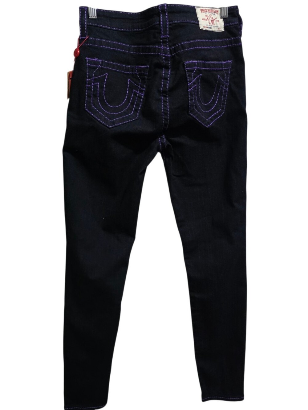 True Religion NWT Dark Wash Skinny Jeans Purple Contrast Stitch Designer Y2k 30